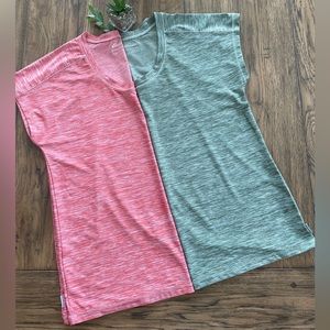 Set of TWO EDDIE BAUER shirts..coral and green